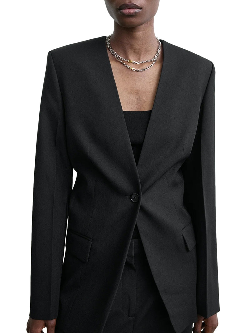 SINGLE-BREASTED WOOL BLEND BLAZER