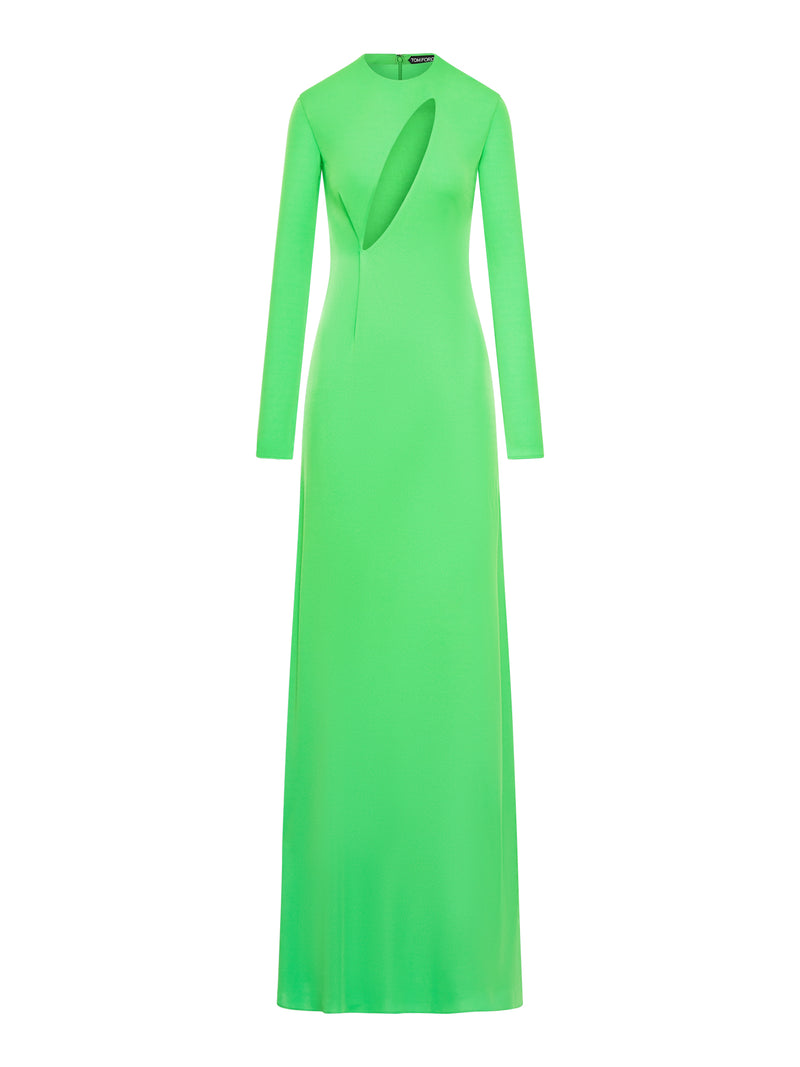 LONG SLEEVE SLASH FRONT EVENING DRESS