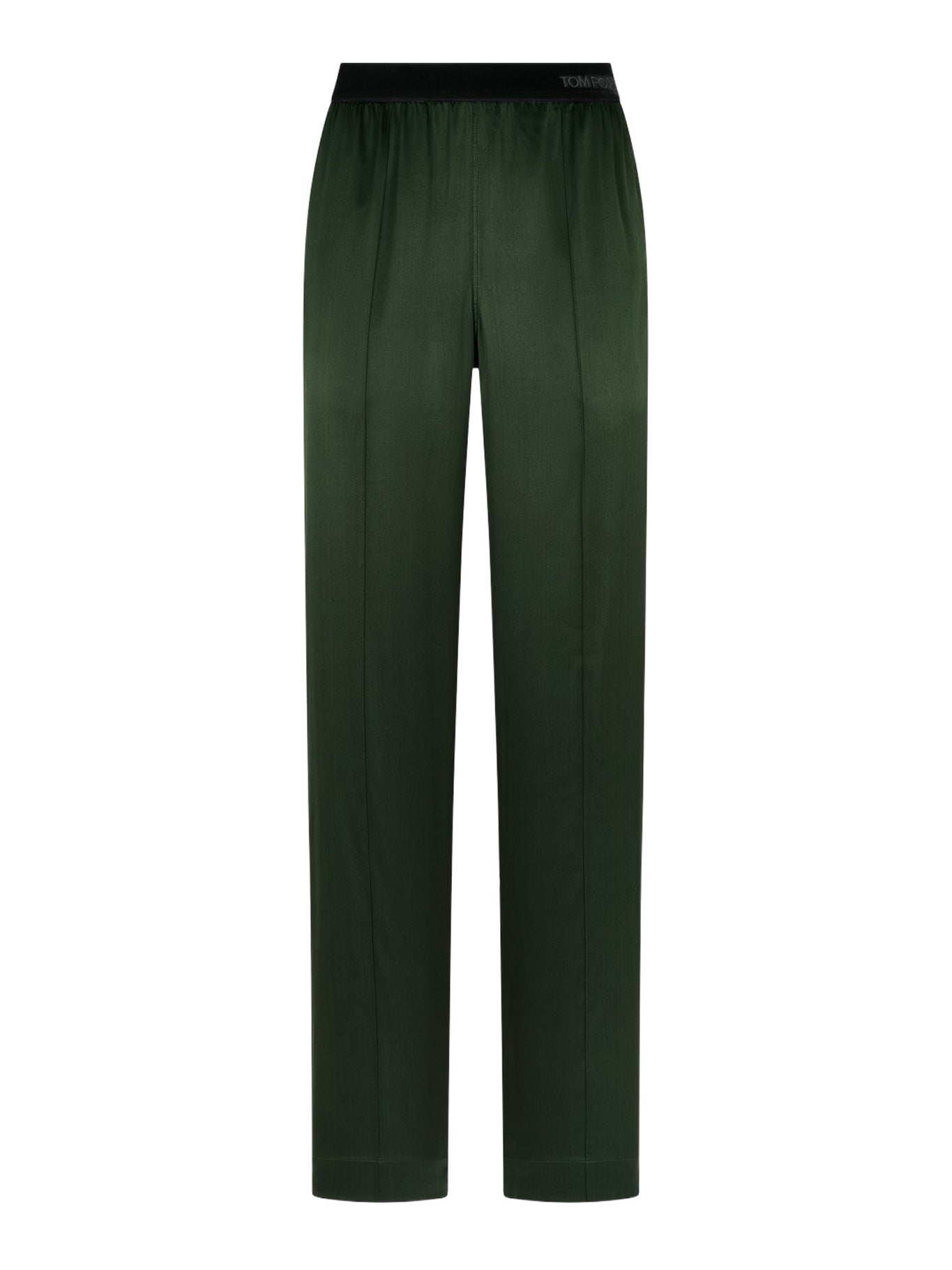 GREEN STRETCH SILK SATIN TROUSERS