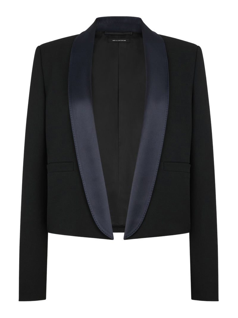 SHORT SINGLE-BREASTED JACKET WITH TWO-TONE SHAWL LAPEL