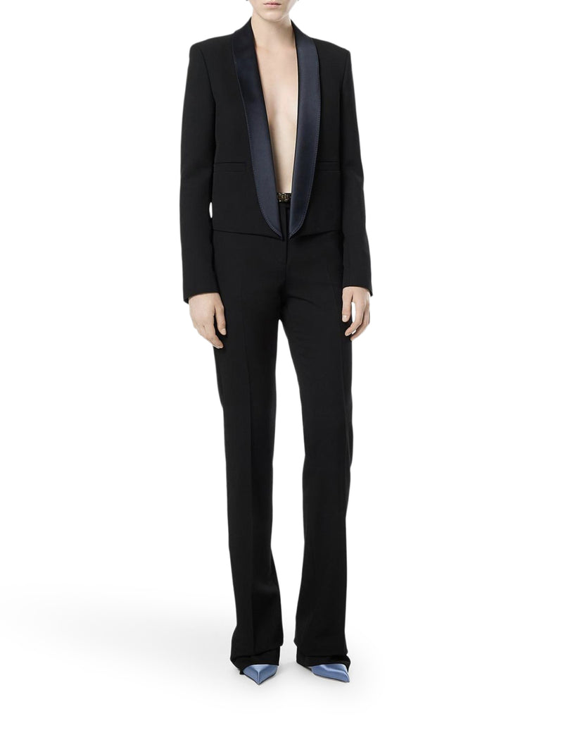 SHORT SINGLE-BREASTED JACKET WITH TWO-TONE SHAWL LAPEL