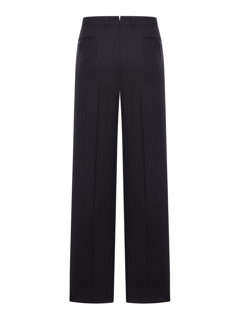 PINSTRIPED TAILORED WOOL TROUSERS
