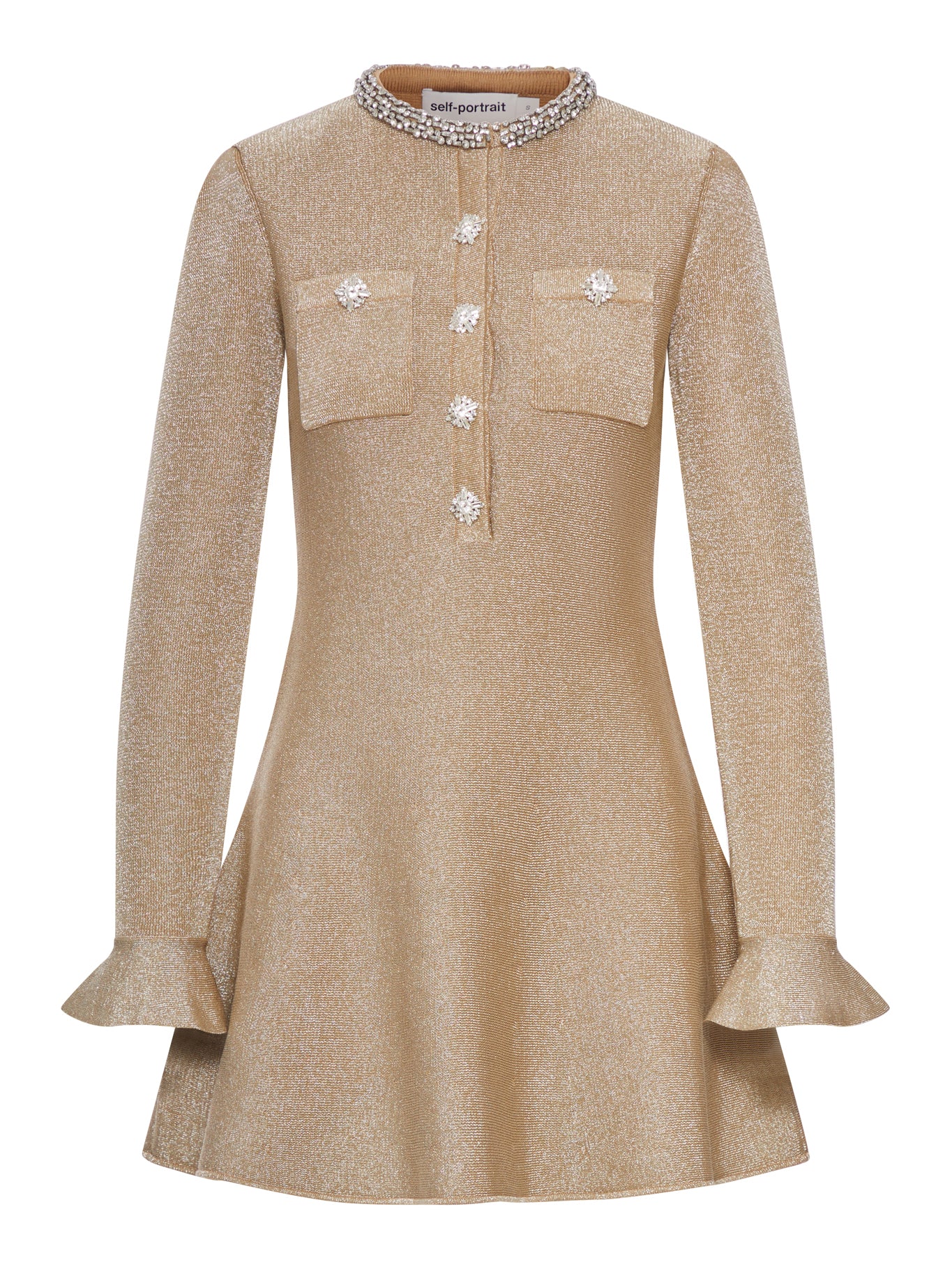 MINI KNITTED DRESS WITH CRYSTAL DETAILS