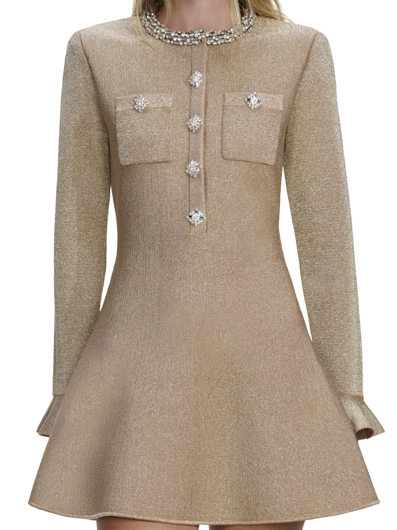MINI KNITTED DRESS WITH CRYSTAL DETAILS