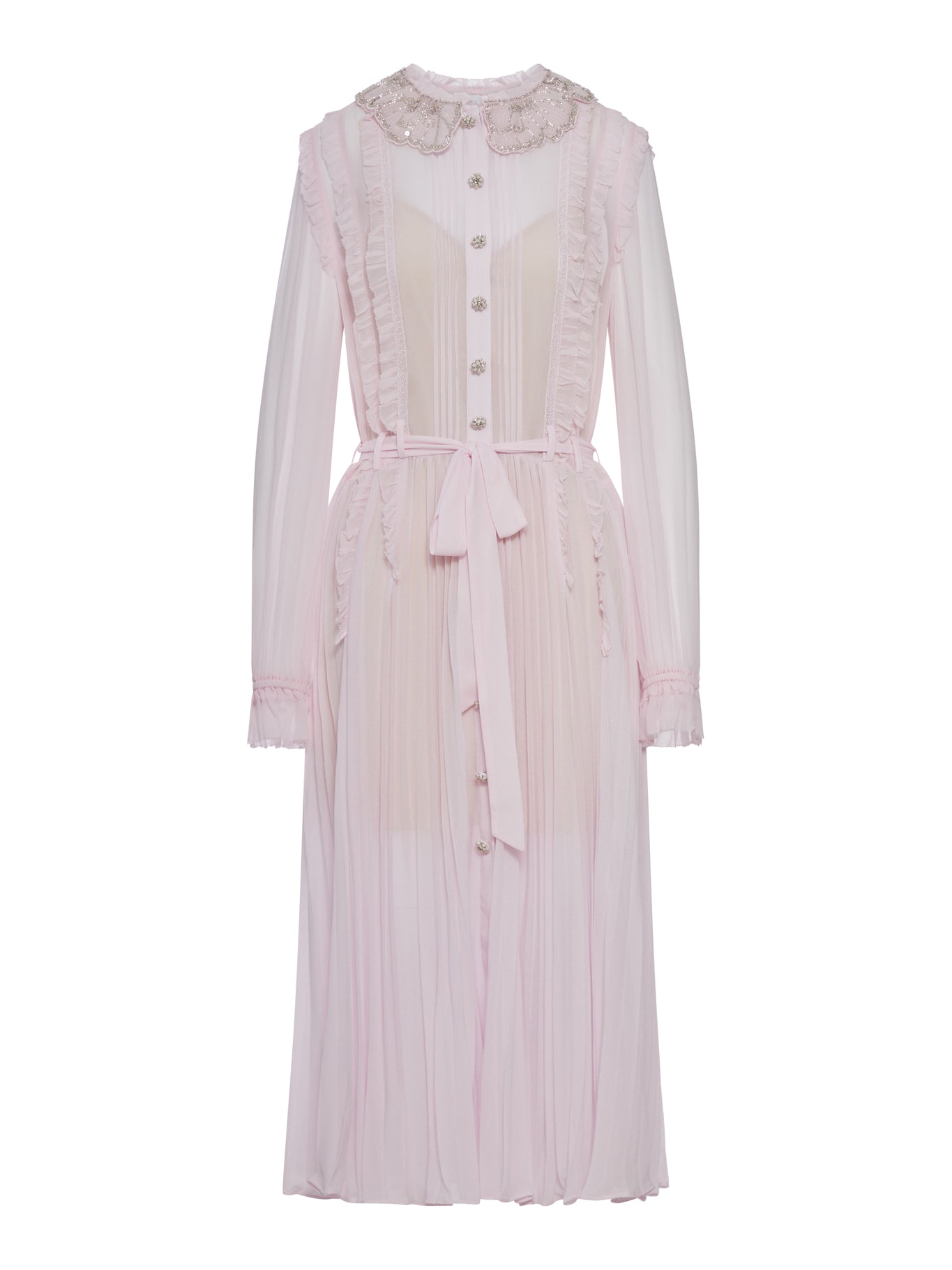 PLEATED GEORGETTE MIDI DRESS