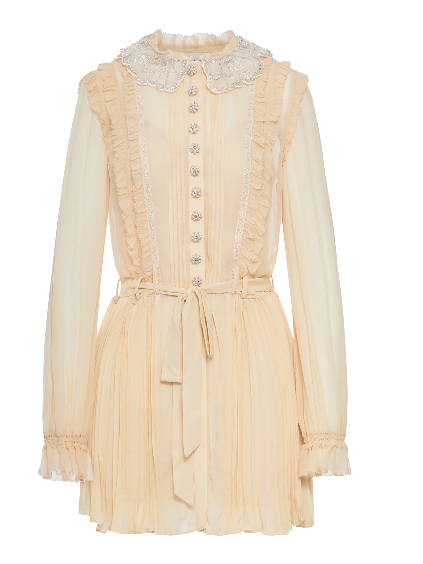 PLEATED GEORGETTE MINI DRESS