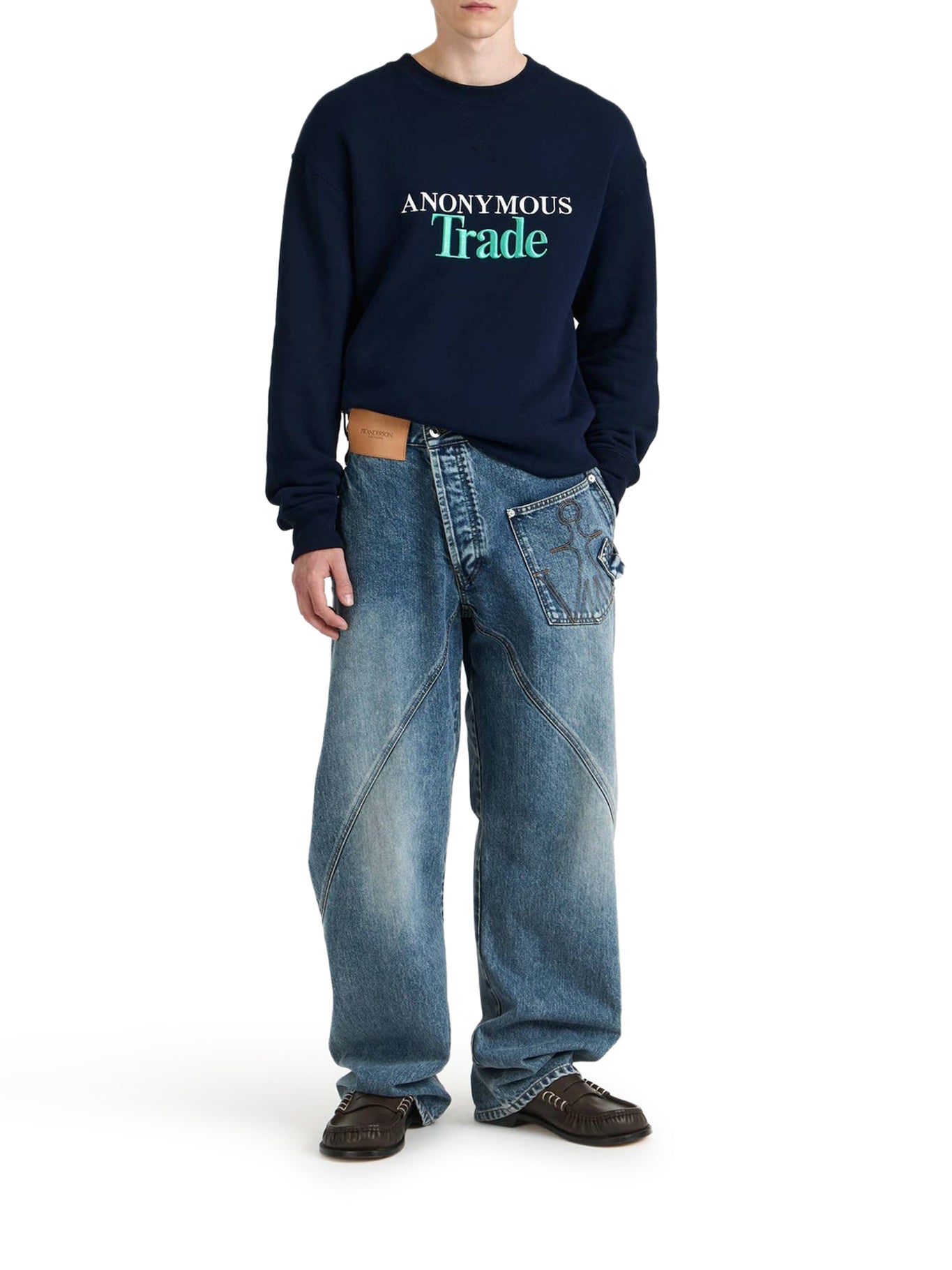 WORKWEAR JEANS WITH OFF-CENTRALIZED CLOSURE