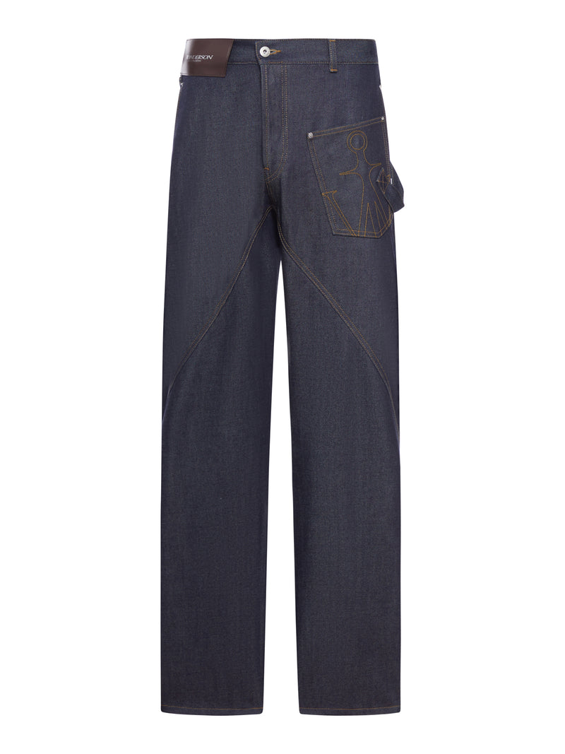 WORKWEAR JEANS WITH OFF-CENTRALIZED CLOSURE