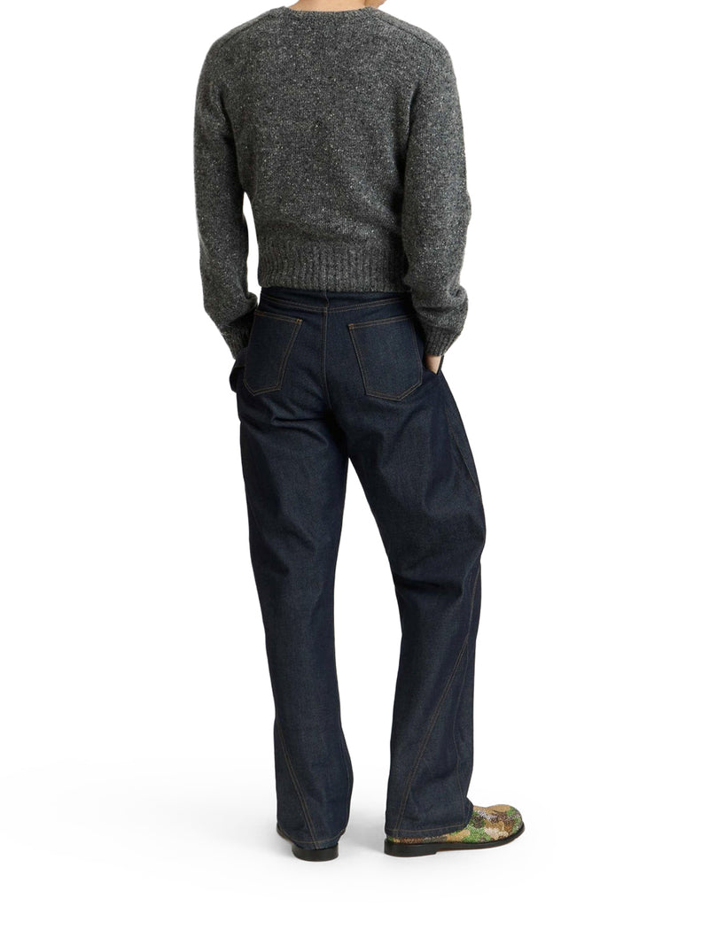 WORKWEAR JEANS WITH OFF-CENTRALIZED CLOSURE