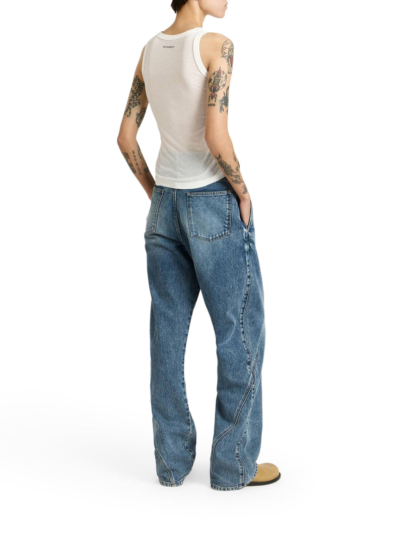 WORKWEAR JEANS WITH OFF-CENTRALIZED CLOSURE