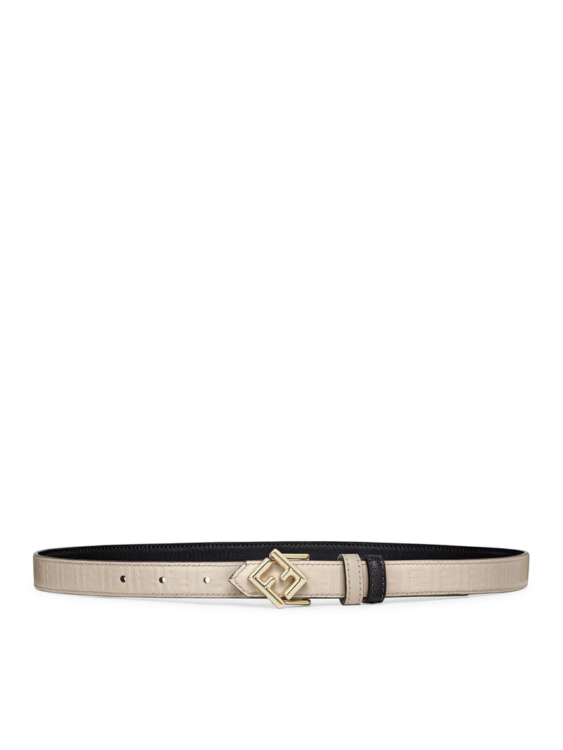 FF DIAMONDS REVERSIBLE BELT IN BLACK AND BEIGE LEATHER