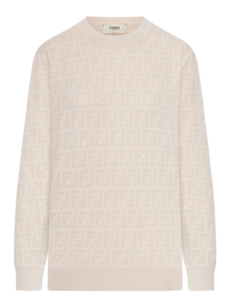 WOOL AND SILK SWEATER WITH FF PRINT