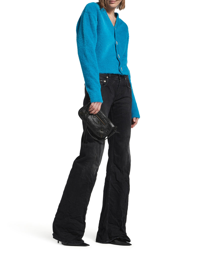 LE CITY CLUTCH WITH SHOULDER STRAP IN ARENA LAMBSKIN