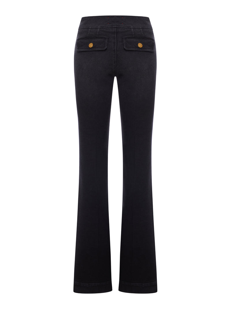 ANAIS FLARE DENIM JEANS WITH GOLD BUTTONS