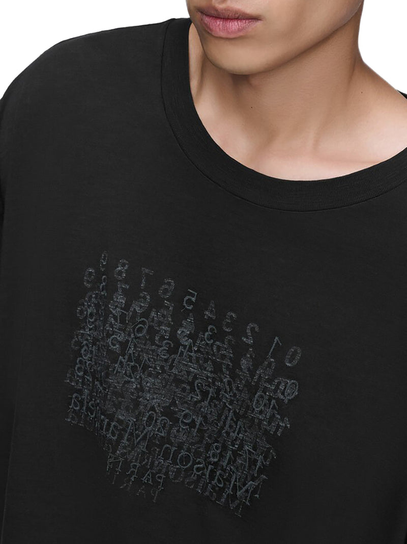 COTTON T-SHIRT WITH TONE-ON-TONE LETTERING PRINT