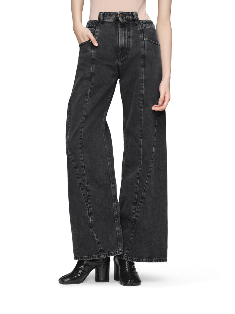 ASYMMETRIC 5-POCKET DENIM JEANS