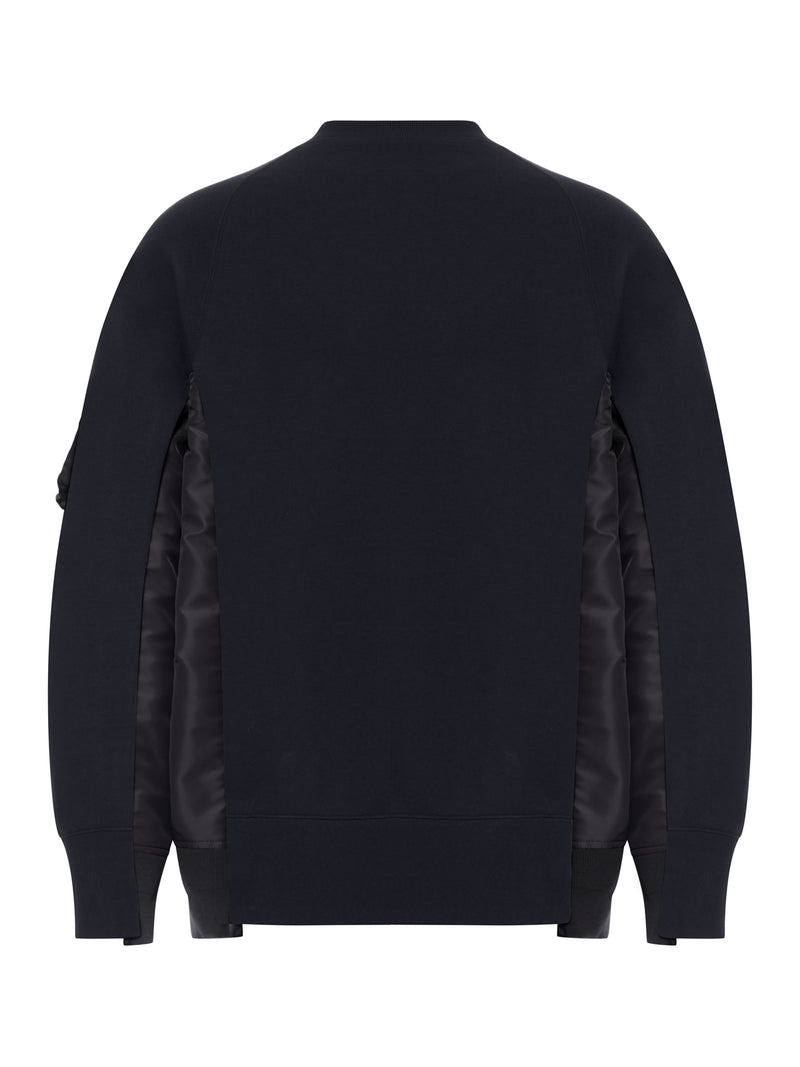 COTTON BLEND SWEATSHIRT WITH NYLON DETAILS APPLIED