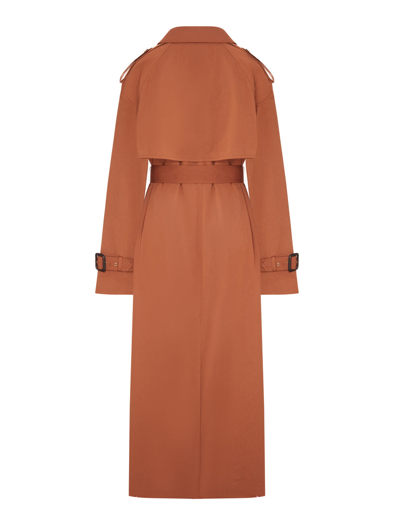 TRENCH COAT IN WATER-REPELLENT COTTON AND SILK