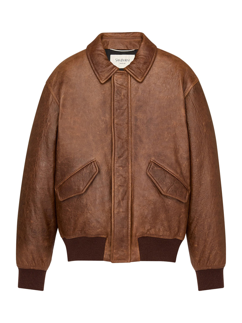 VINTAGE GRAINED LAMBSKIN BOMBER JACKET