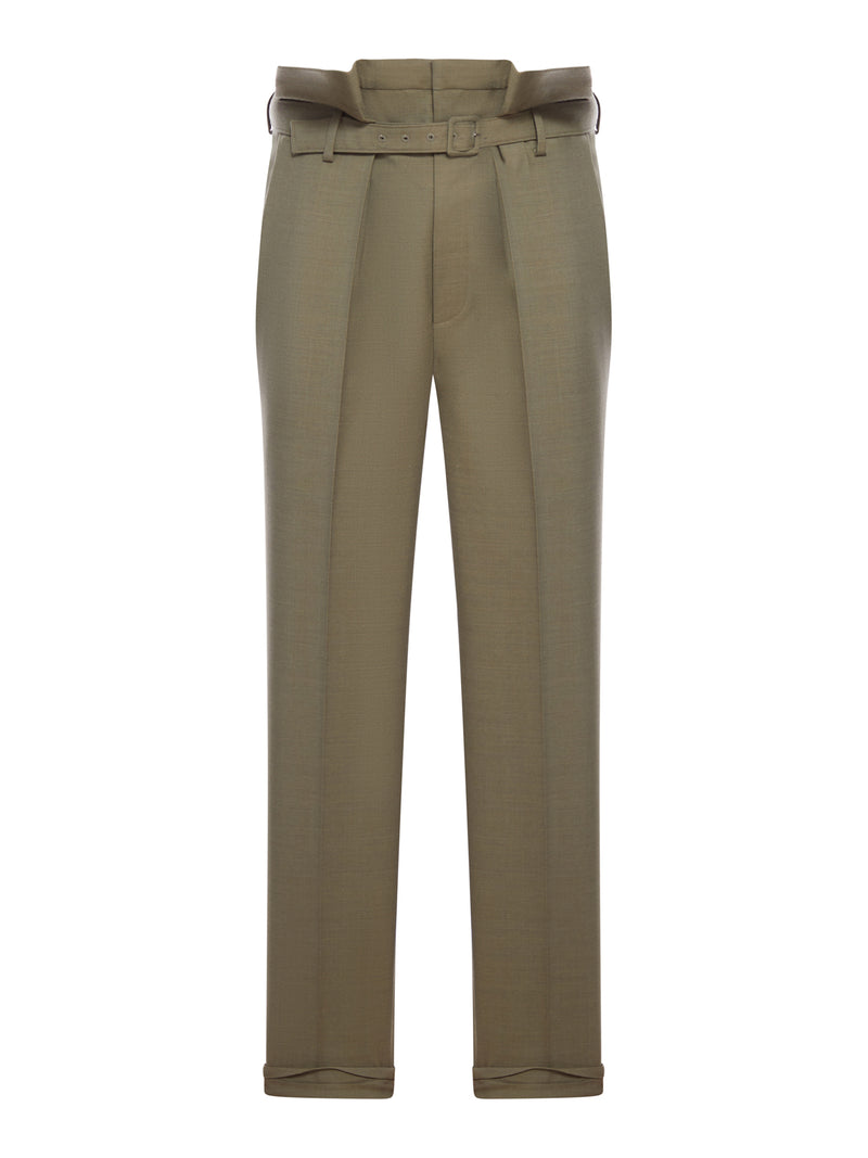 PAPERBAG PANTS IN WOOL GABARDINE