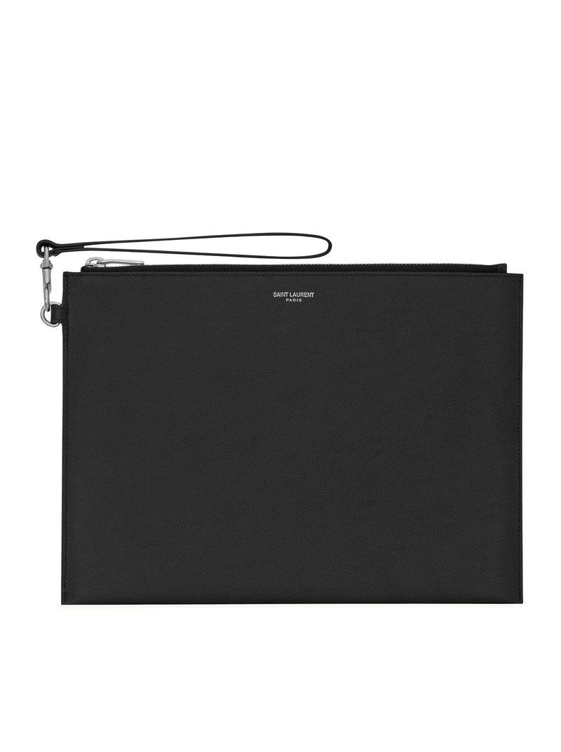 GRAIN DE POUDRE EMBOSSED LEATHER TABLET HOLDER WITH ZIP