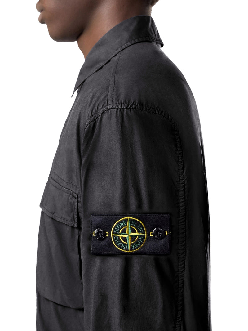 STRETCH COTTON CANVAS OVERSHIRT WITH FLAP POCKET ON THE CHEST