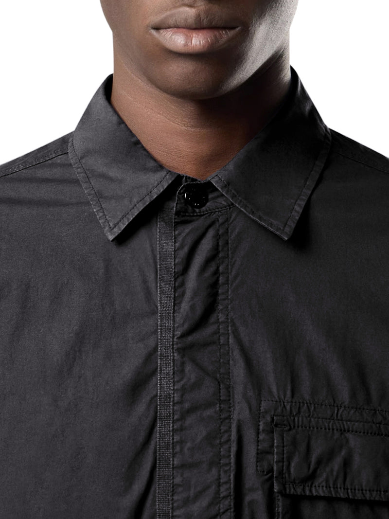 STRETCH COTTON CANVAS OVERSHIRT WITH FLAP POCKET ON THE CHEST