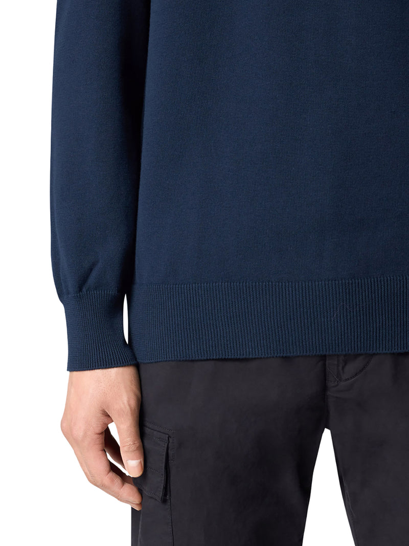 STONE ISLAND CREW NECK SWEATER WITH BADGE, NAVY BLUE