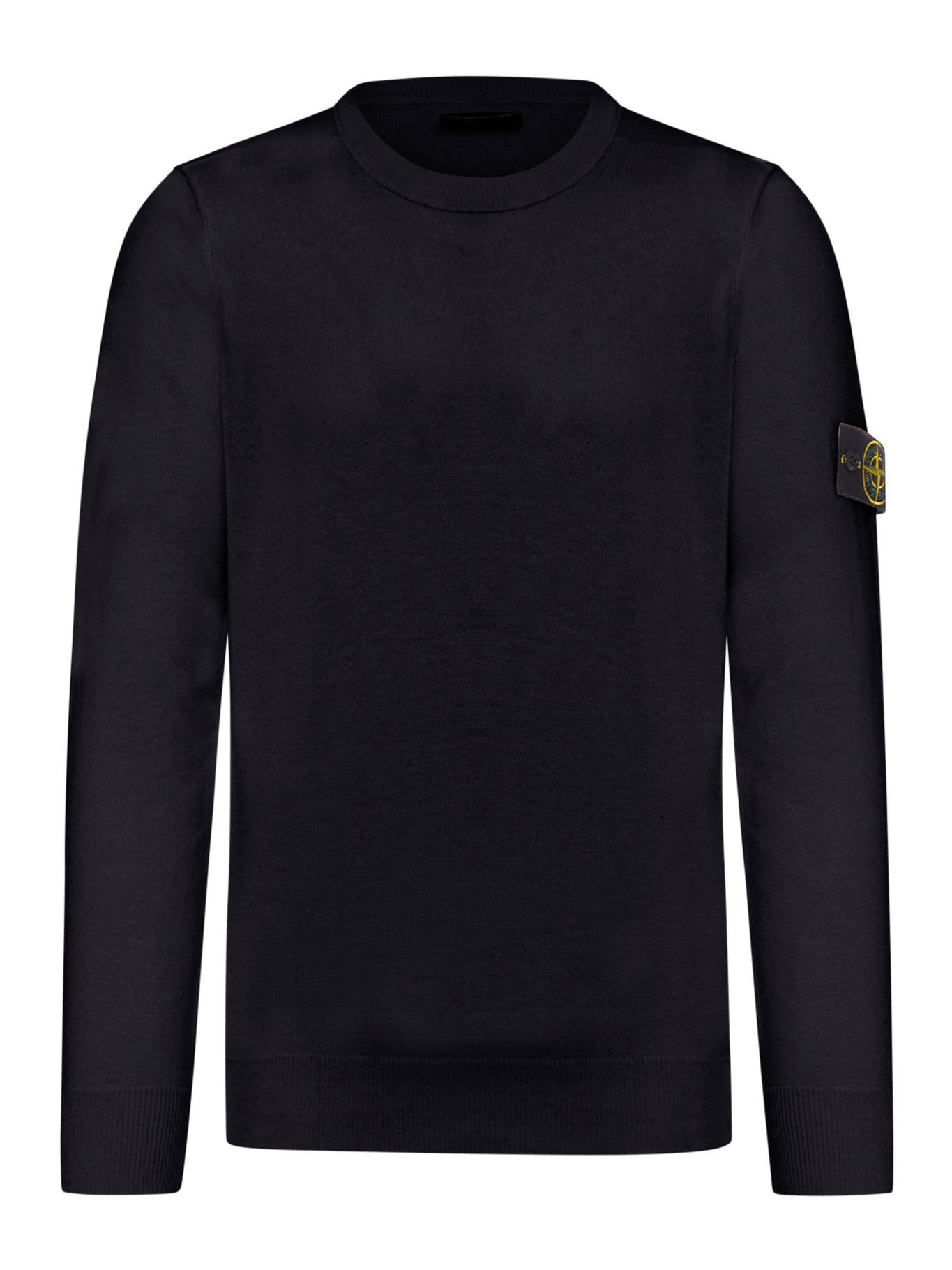 STONE ISLAND CREW NECK SWEATER WITH BADGE BLACK