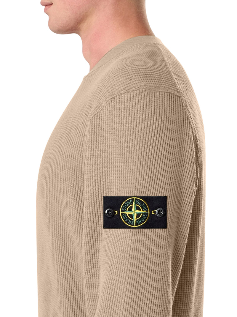 CREW NECK SWEATSHIRT IN ORGANIC COTTON WITH HONEYCOMB WORKMANSHIP