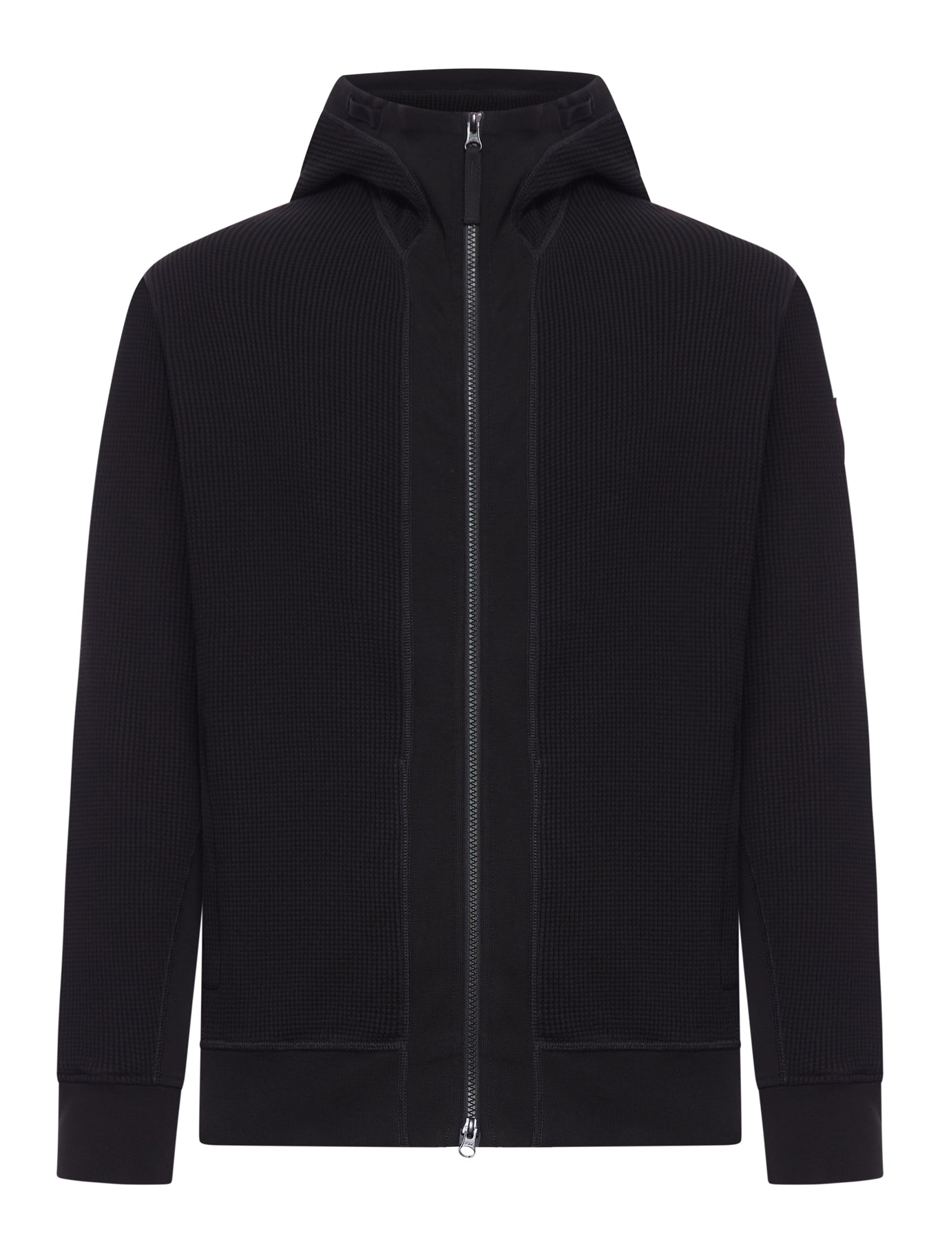 COTTON ZIP-UP SWEATER WITH HOOD AND GHOST BADGE