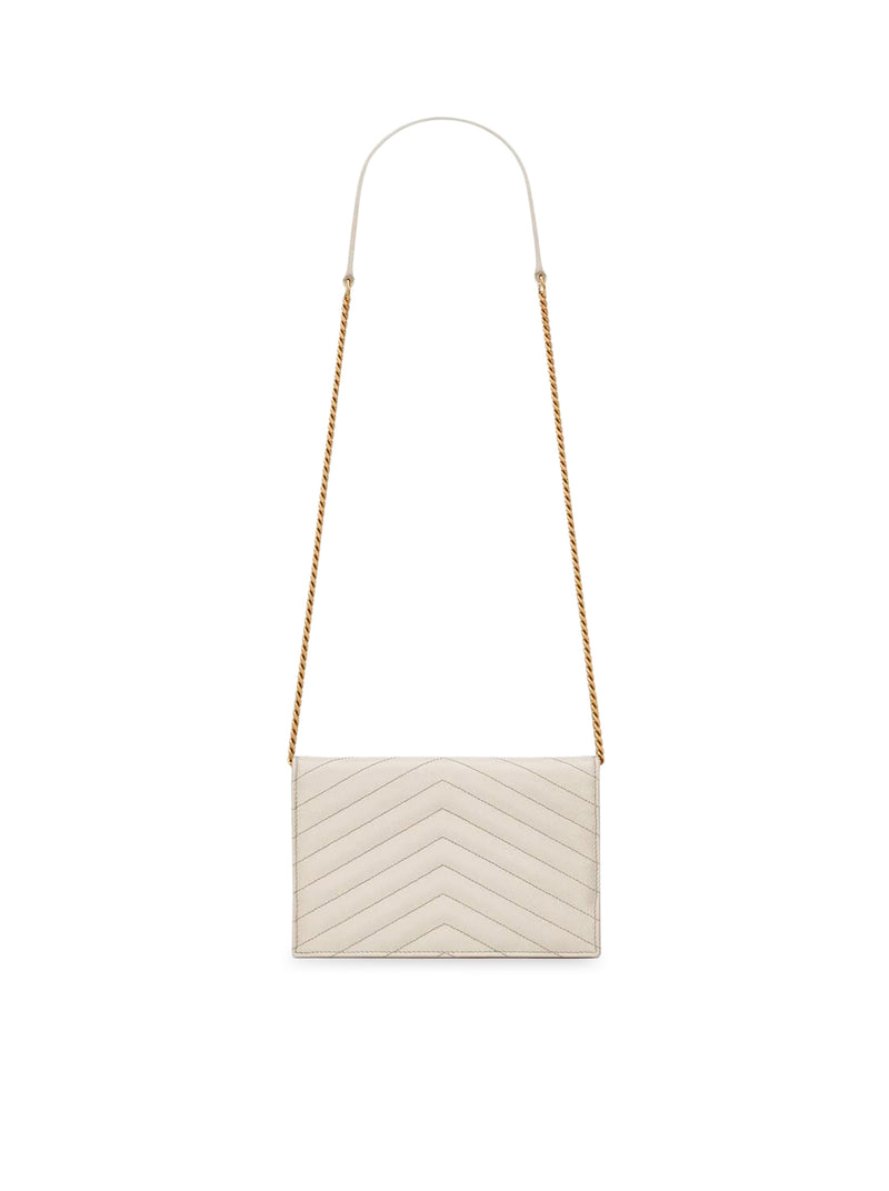 CLASSIC CASSANDRE CHAIN ENVELOPE CLUTCH IN GRAIN DE POUDRE LEATHER
