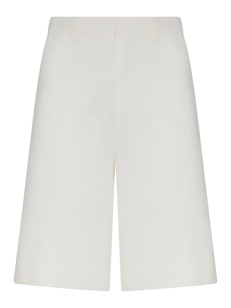 COTTON AND LINEN DRILL BERMUDA SHORTS