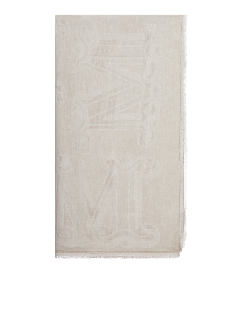 COTTON BLEND SCARF WITH JACQUARD LOGO