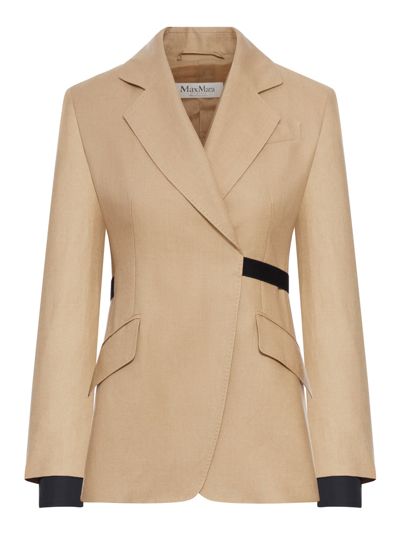 DOUBLE-BREASTED BLAZER IN PURE LINEN NATTÉ