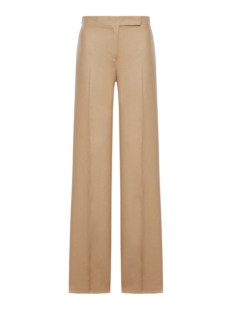 REGULAR FIT TROUSERS IN LINEN NATTÉ