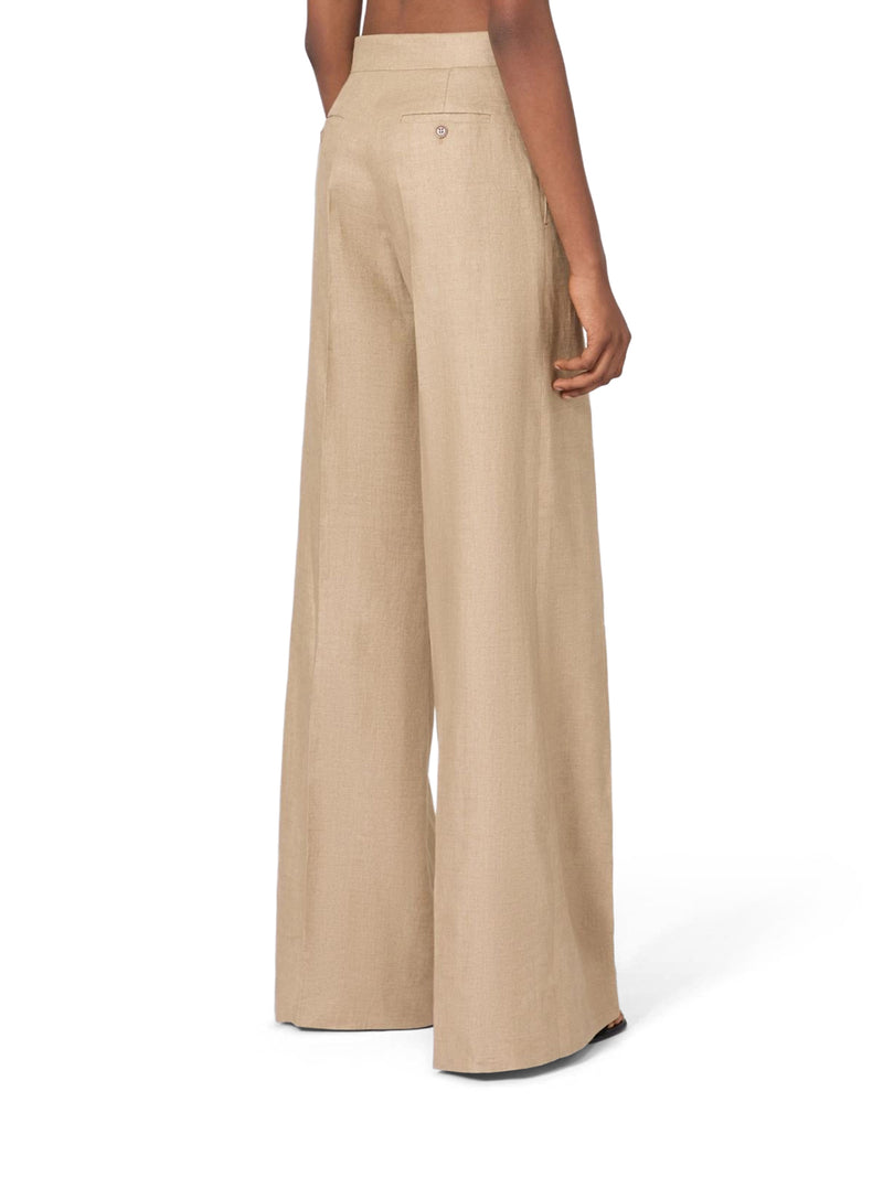 REGULAR FIT TROUSERS IN LINEN NATTÉ