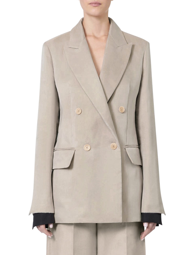 OVER BLAZER IN LINEN CANVAS AND ORGANZA