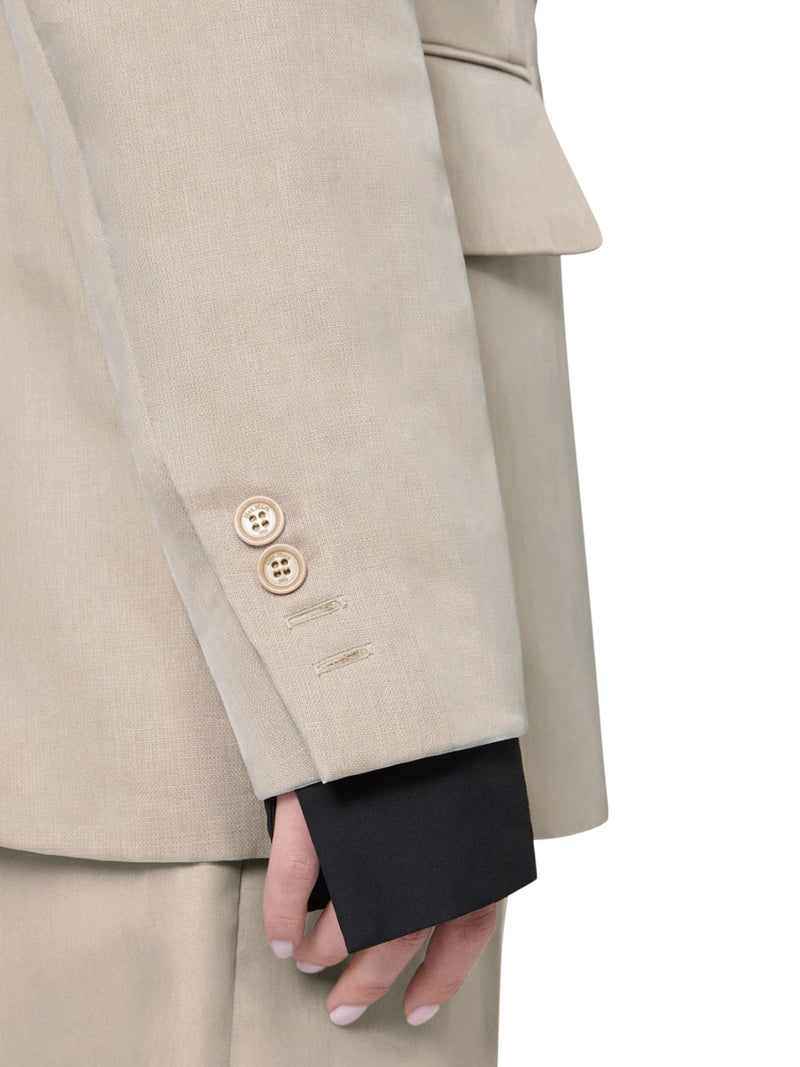 OVER BLAZER IN LINEN CANVAS AND ORGANZA