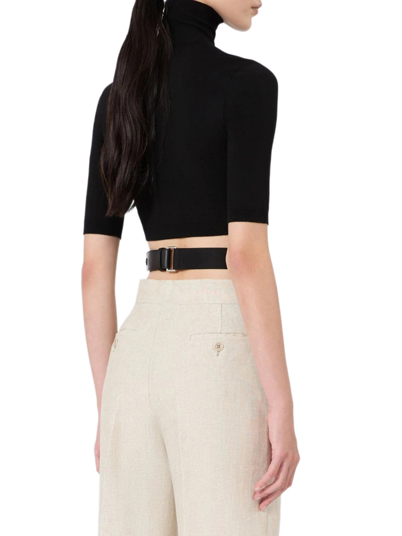 CROP TURTLENECK IN STRETCH FABRIC