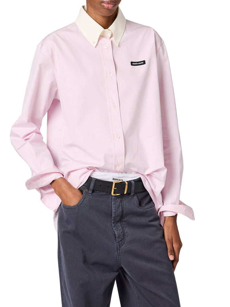 COTTON POPLIN SHIRT WITH LOGO PATCH