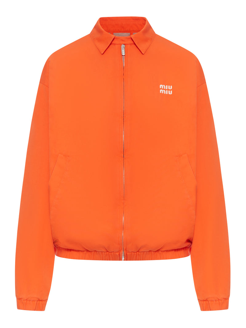 COTTON POPLIN BOMBER JACKET WITH LOGO
