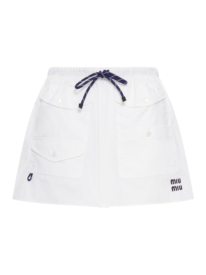 COTTON POPLIN MINI SKIRT WITH LOGO