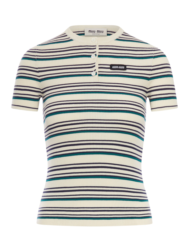 STRIPED COTTON CREW NECK SWEATER