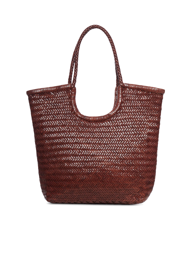 NS DIAGONAL LEATHER TOTE BAG