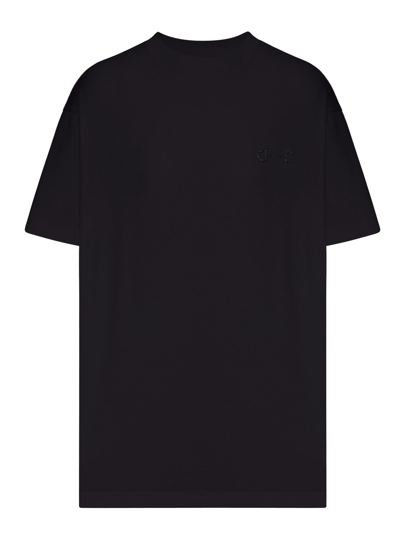 BLACK JERSEY T-SHIRT WITH EMBROIDERY