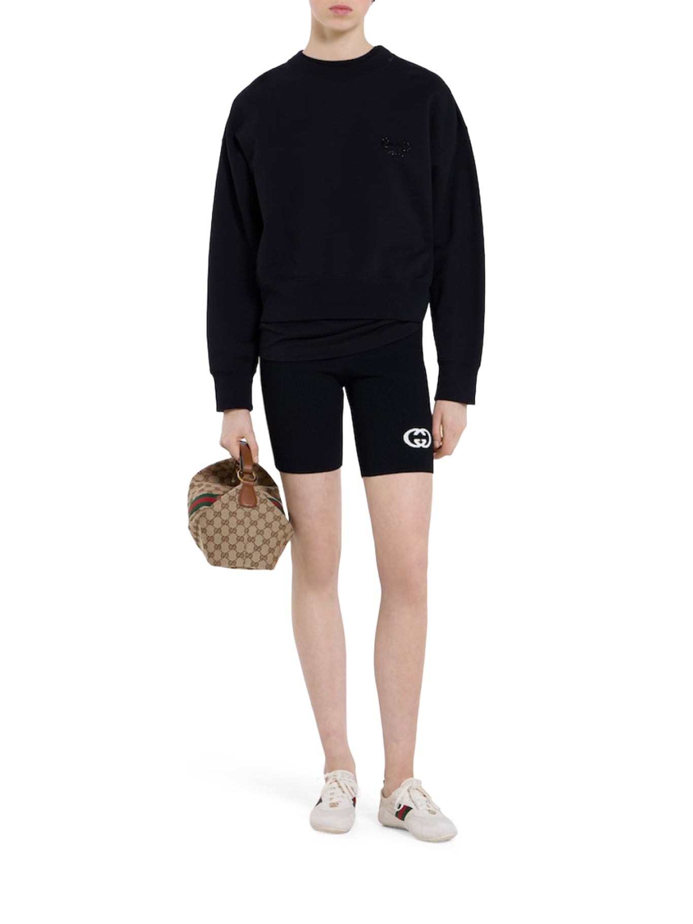 BLACK JERSEY T-SHIRT WITH EMBROIDERY