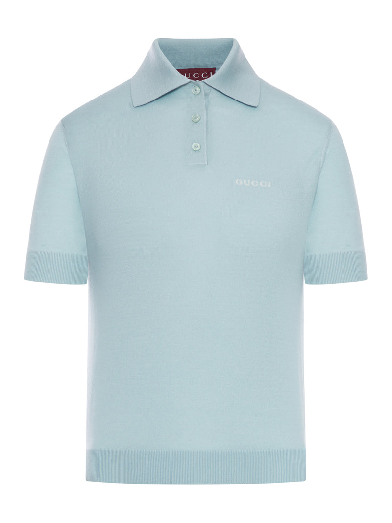 WOOL AND SILK KNITTED POLO SHIRT