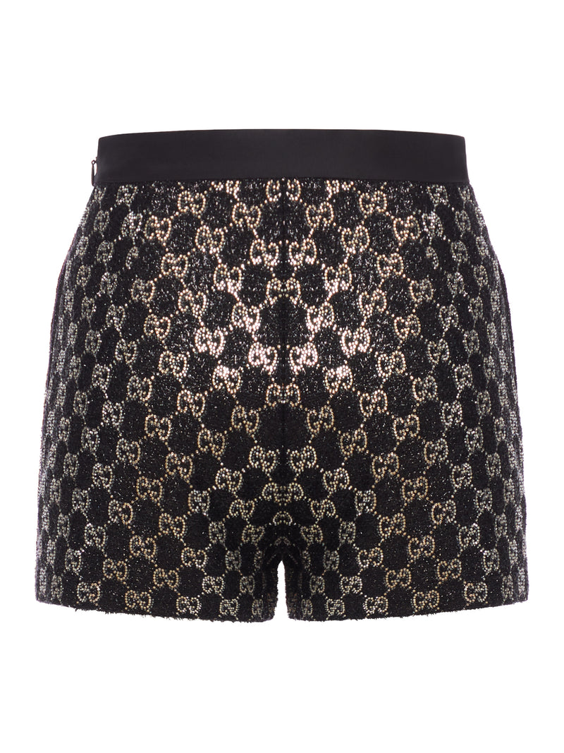 EMBROIDERED LAMÉ WOOL TWEED SHORTS