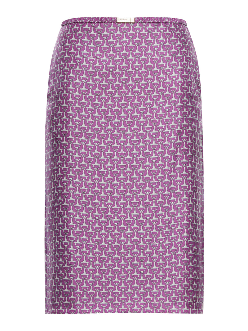 SILK HORSE-PRINT MIDI SKIRT